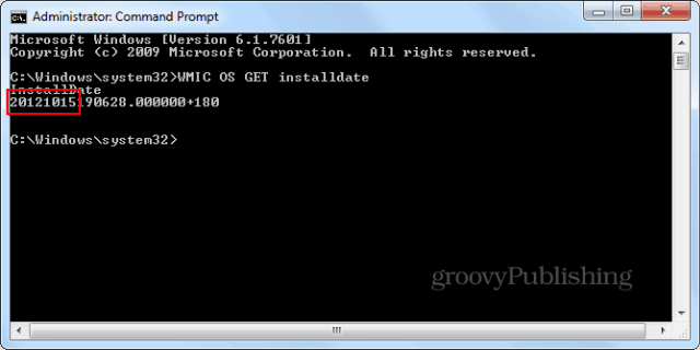 تاريخ تثبيت Windows cmd موجه إدخال