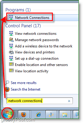 افتح مربع حوار اتصالات الشبكة في Windows 7