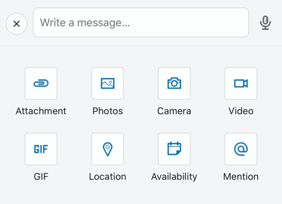 خيارات نشر تطبيق LinkedIn للجوال ، بما في ذلك المرفقات و GIF