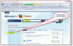 تصفية نتائج البحث الوظيفة الإضافية فايرفوكس