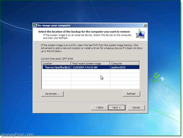 يمكنك استخدام صورة نظام من على الشبكة لاستعادة Windows 7