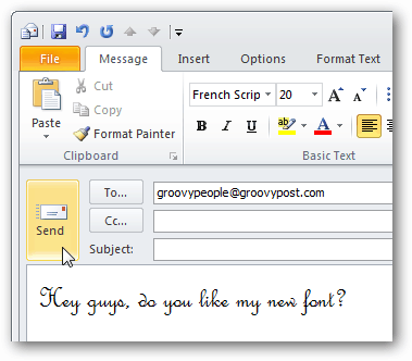 الخطوط المخصصة في برنامج Outlook 2010