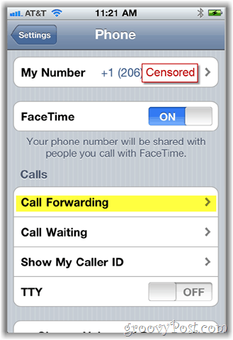 لقطة شاشة خيار تحويل المكالمات فون