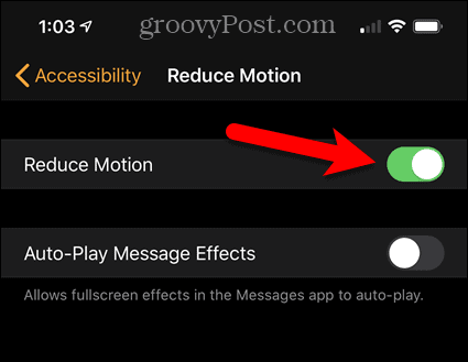 تمكين Reduce Motion على iPhone