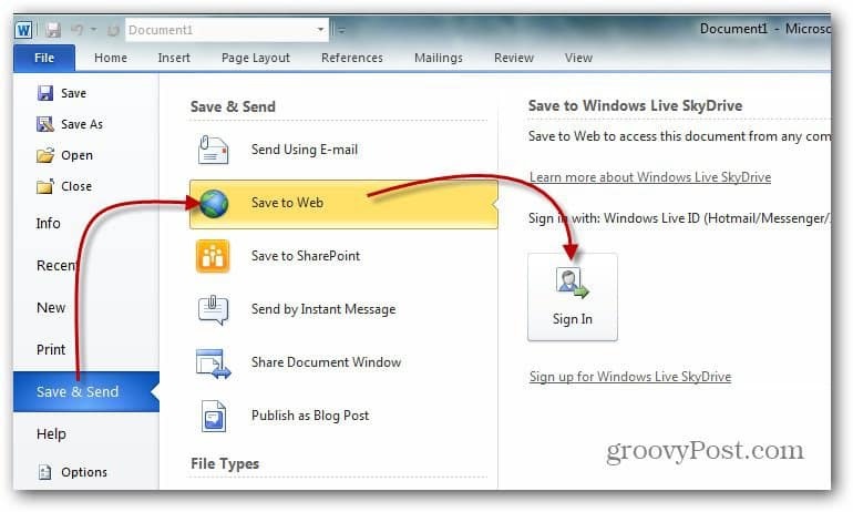 كيفية تعيين محرك أقراص شبكة إلى Windows Live Skydrive باستخدام Office 2010