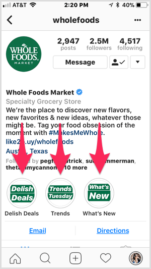 يسلط Instagram الضوء على ملف Whole Foods.