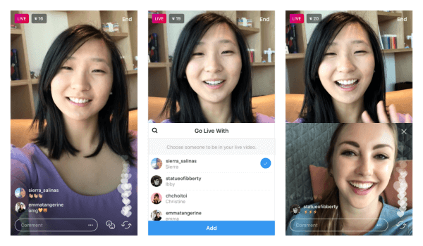 يختبر Instagram القدرة على مشاركة بث الفيديو المباشر مع مستخدم آخر.