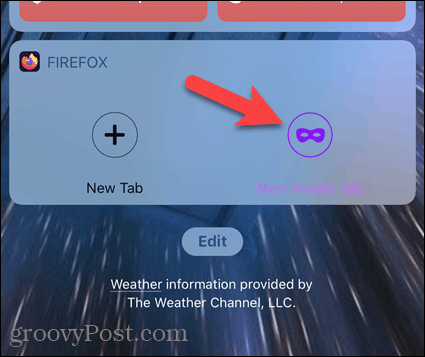 اضغط على علامة تبويب خاصة جديدة على أداة Firefox في iOS