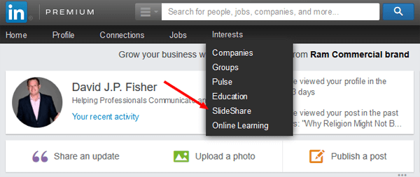 إضافة Slideshare إلى ملف تعريف LinkedIn