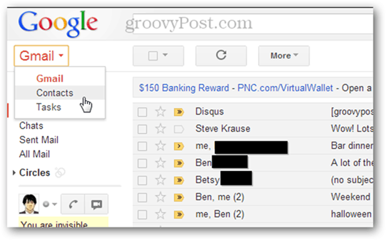 استيراد جهات اتصال متعددة في Gmail