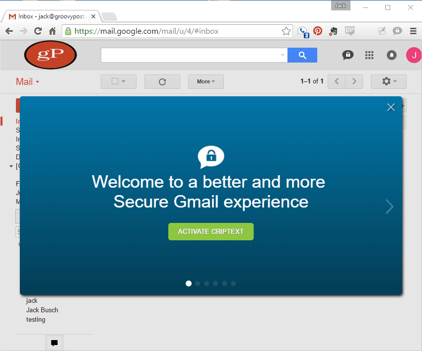 تم تثبيت Criptext في Gmail