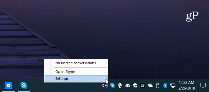 علبة نظام إعدادات Skype