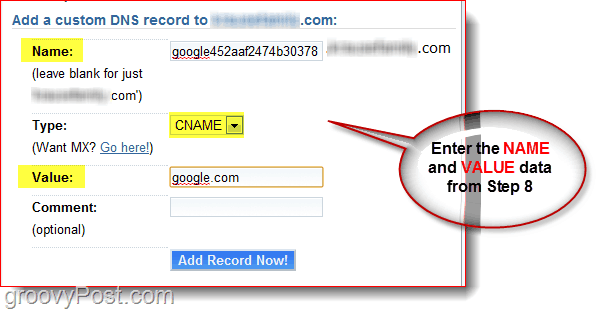 إدارة DNS المجال الخاص بك في Dreamhost.com CNAME