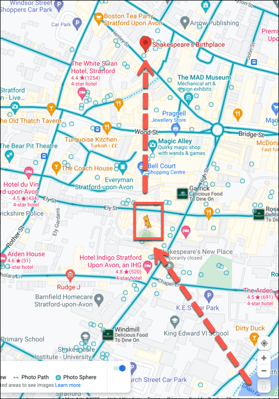 خرائط جوجل رمز عرض الشارع