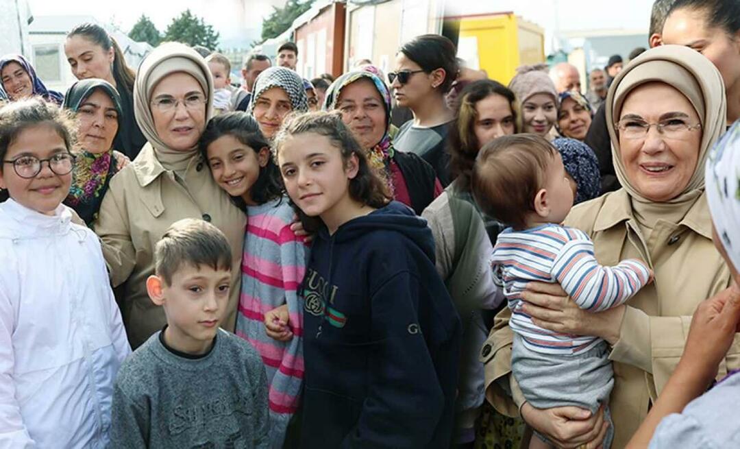التقت أمينة أردوغان بضحايا الزلزال في هاتاي