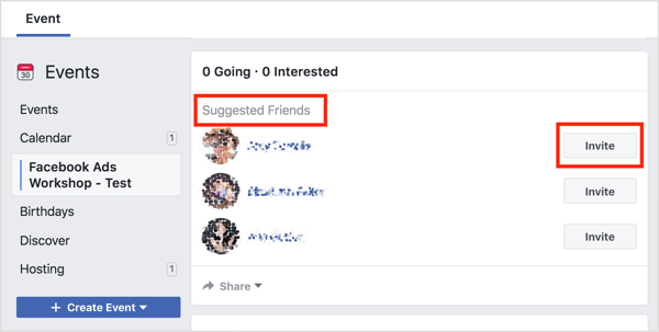 سيقترح Facebook أشخاصًا لدعوة أصدقائك الذين يحبون أيضًا صفحة المضيف كخيار أول.