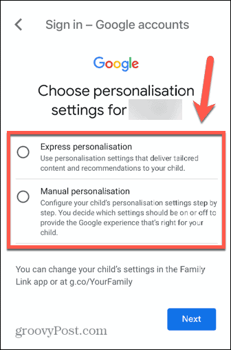 تخصيص حساب الطفل في gmail