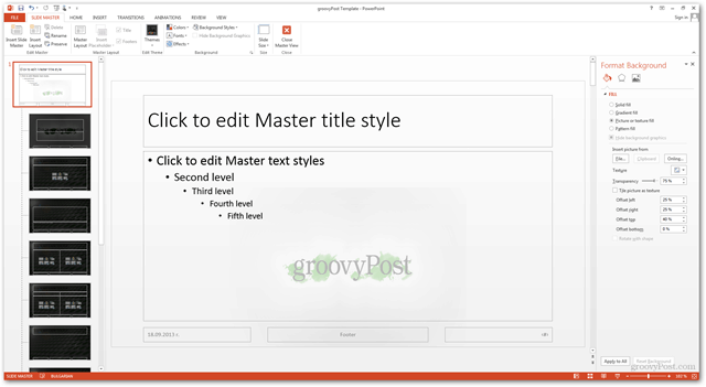 قالب Office 2013 إنشاء تصميم مخصص POTX تخصيص شرائح الشرائح التعليمية كيفية الخلفيات المختلفة للخلفية