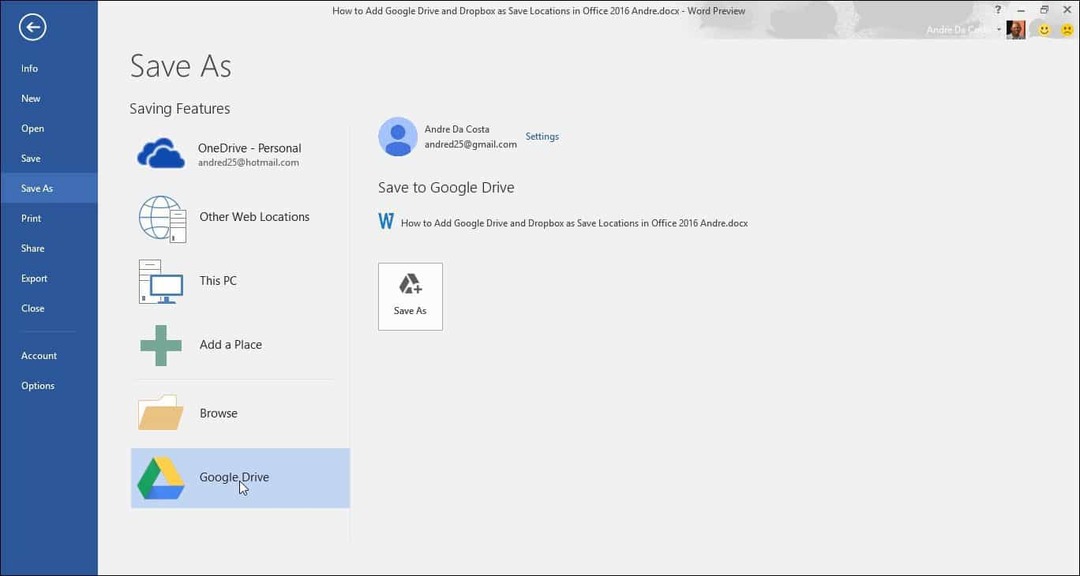 أضف Google Drive و Dropbox كمواقع حفظ في Microsoft Office