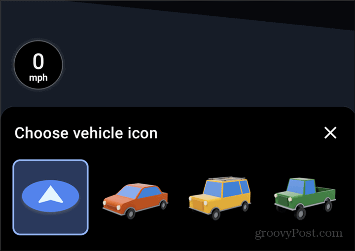 اختيار رمز سيارة خرائط جوجل