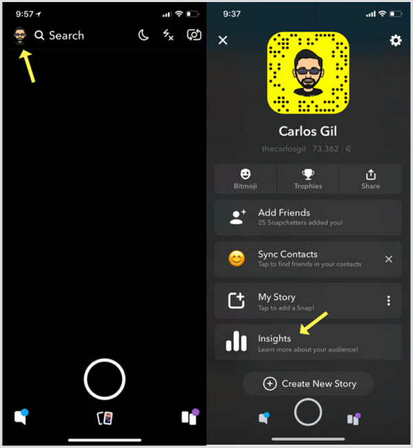 Snapchat Insights كيفية الوصول