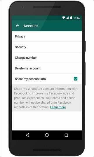 منع WhatsApp من مشاركة بيانات الاتصال مع Facebook