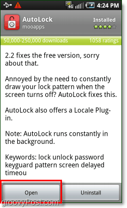 افتح تطبيق android autolock