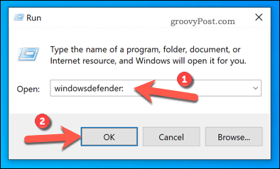 فتح أمن Windows باستخدام "تشغيل على Windows"