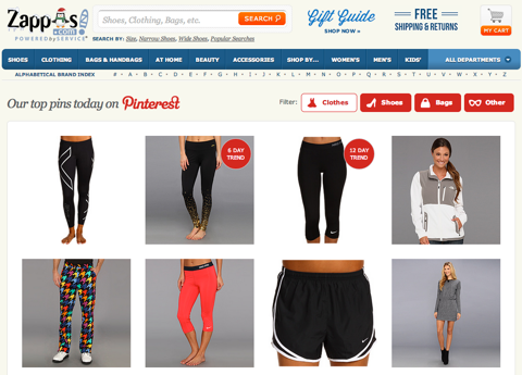 أعلى دبابيس zappos