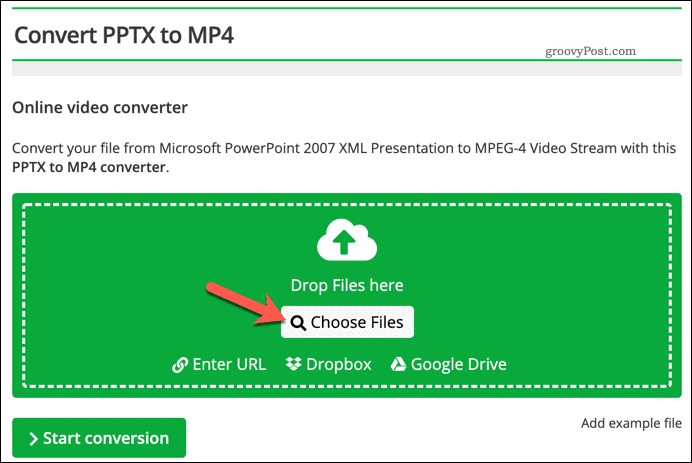 تحميل ملف للتحويل من PPTX إلى فيديو عبر الإنترنت