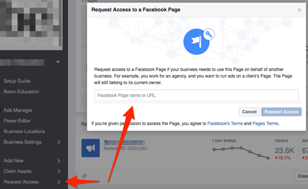 طلب الفيسبوك الوصول إلى الصفحة