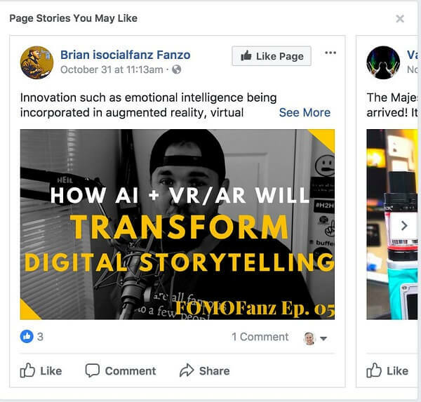 يقترح Facebook "قصص الصفحات التي قد تعجبك" بين المشاركات في آخر الأخبار.