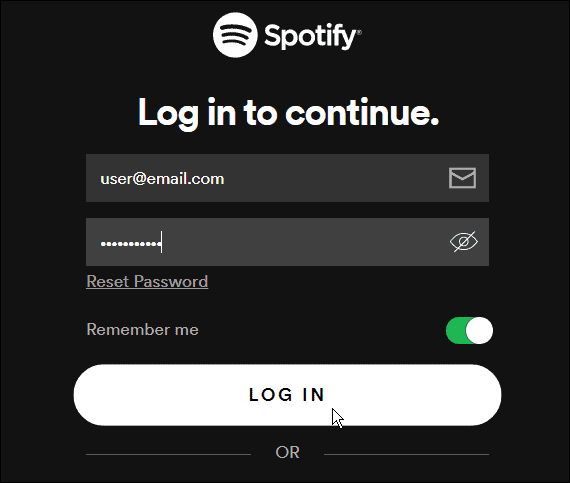 سجّل الدخول إلى Spotify