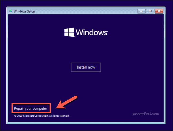 شاشة Windows 10 Installer