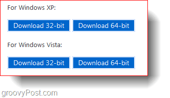 Windows XP و Windows Vista تنزيلات 32 بت و 64 بت