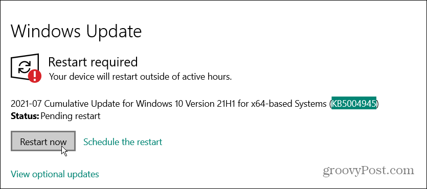 أعد تشغيل Windows 10 Emergency Update