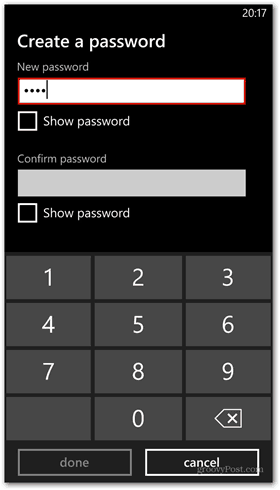 يخصص Windows Phone 8 مجموعة كلمات مرور قفل الشاشة