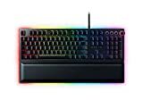 لوحة مفاتيح الألعاب Razer Huntsman Elite: مفاتيح سريعة للوحة المفاتيح - مفاتيح بصرية خطية - إضاءة كروما RGB - مسند معصم قطيفة مغناطيسي - مفاتيح وقرص وسائط مخصصة - أسود كلاسيكي