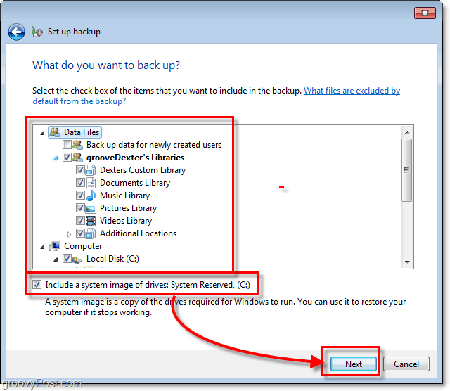 Windows 7 Backup - اختر بالتفصيل ما تريد نسخه احتياطيًا