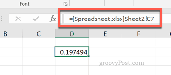 مرجع خلية مفردة من ملف جدول بيانات Excel خارجي