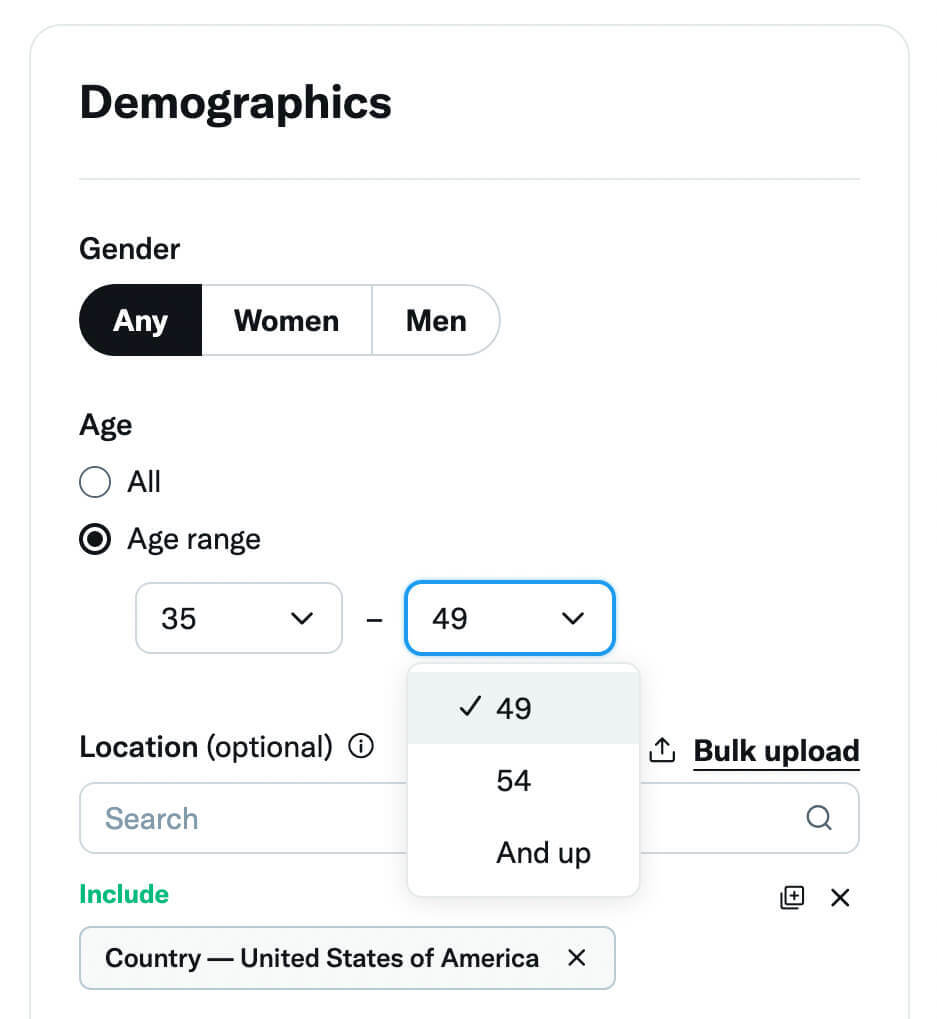 how-to-scale-twitter-ads-expand-your-target-public-broaden-المقيدة-الاستهداف-options-location-age-Gender-device-demographics-example-6