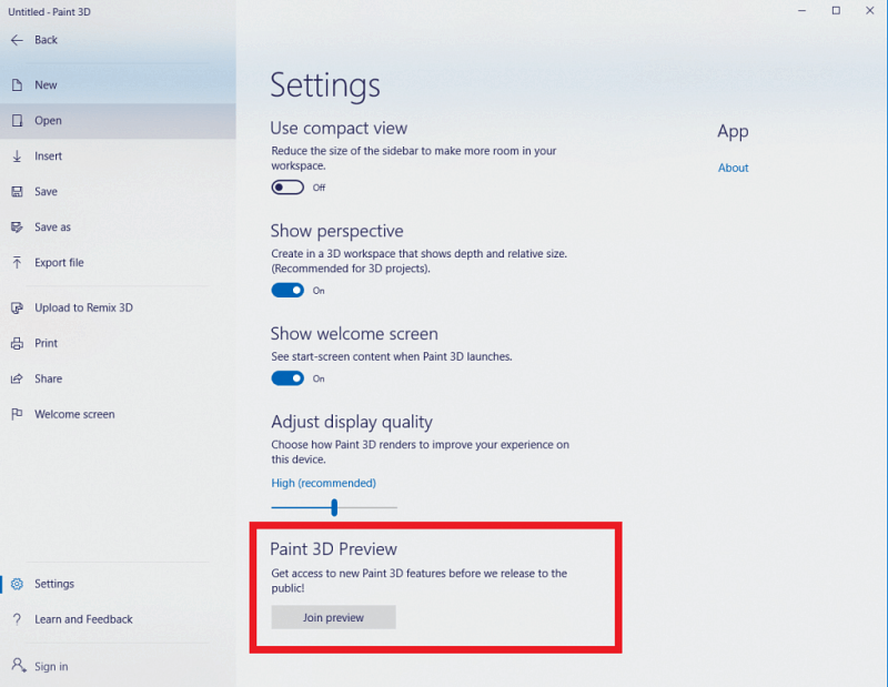 برنامج معاينة تطبيق Windows 10