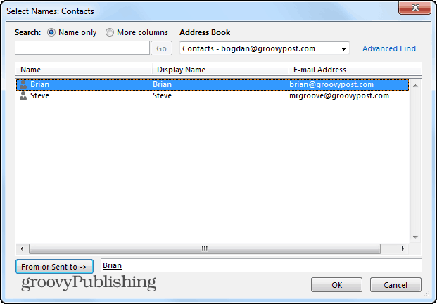 مجلدات بحث Outlook 2013 من محدد