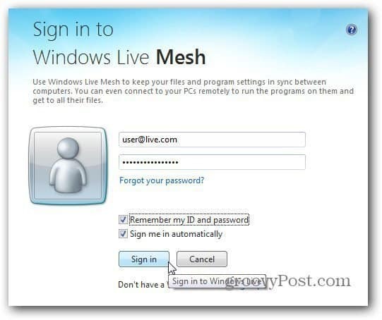 تسجيل الدخول إلى Windows Live