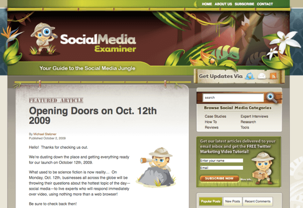 SocialMediaExaminer.com في أكتوبر 2012.