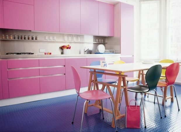 ديكور المطبخ الوردي الأزرق