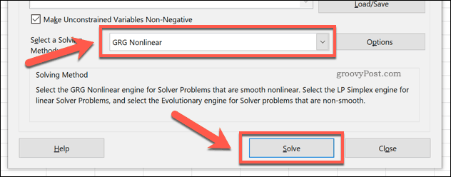 خيارات برنامج Excel Solver النهائية