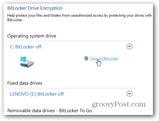 قم بتشغيل BitLocker