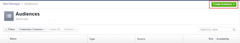 إنشاء جمهور مخصص جديد في مدير إعلانات الفيسبوك