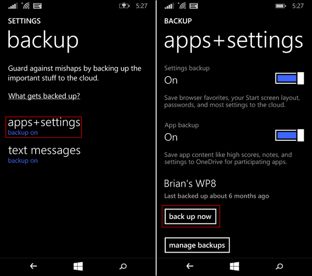 إجراء نسخ احتياطي لـ Windows Phone